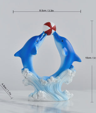 Dolfijn & Hart Decoratie Beeldje - Ocean Thema Resin Ornament voor Bureau en Woonkamer