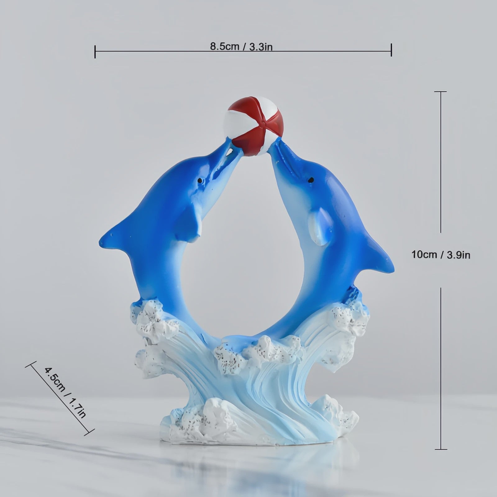 Dolfijn & Hart Decoratie Beeldje - Ocean Thema Resin Ornament voor Bureau en Woonkamer