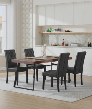 Set van 2 Luxe Kunstleren Eetkamerstoelen met Hoge Rug - Comfortabel Gestoffeerd