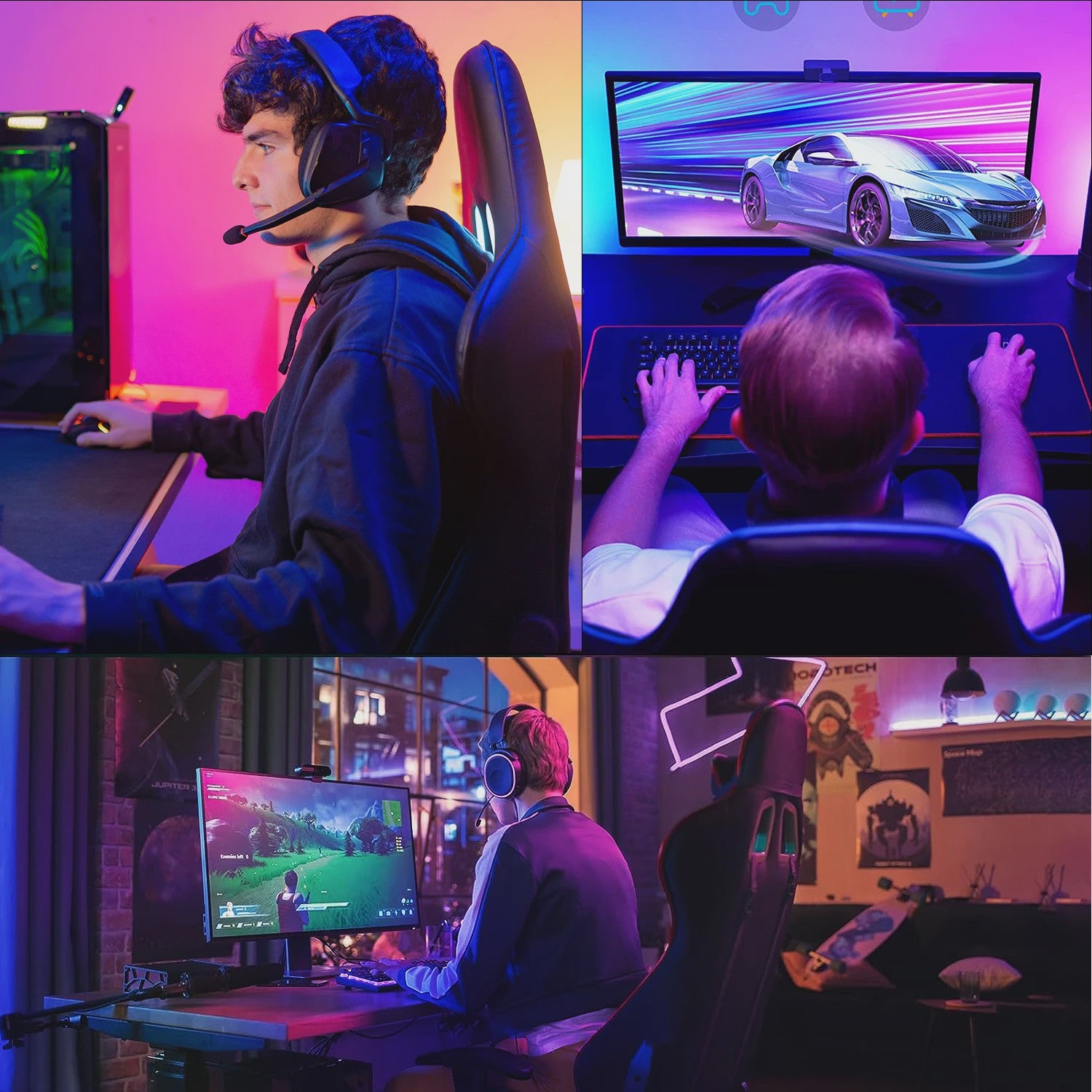 Ergonomische Gaming & Bureau Stoel met Verstelbare Rugleuning en Voetensteun
