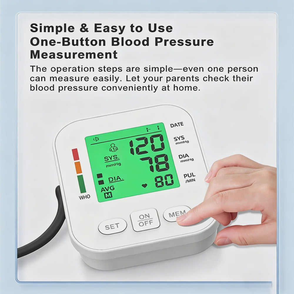Digitale Bloeddrukmeter Bovenarm - Automatisch, Dubbele Gebruiker, Tri-Color Display
