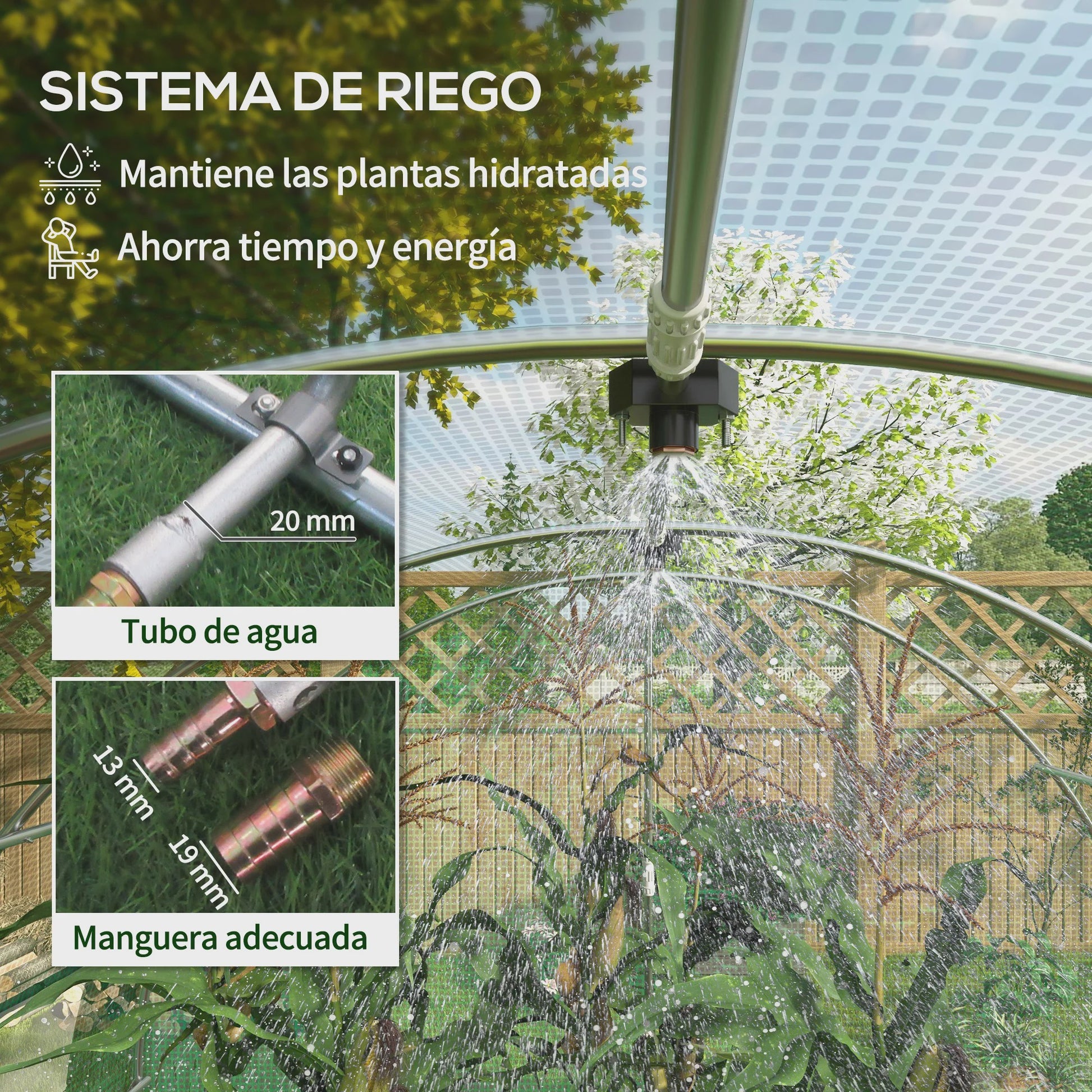 Outsunny Grote Tuinkas met Geïntegreerd Irrigatiesysteem - 6x3x2m - Groen