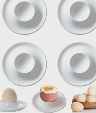 Set van 4 Luxe Porseleinen Eierdopjes - Stapelbaar & Elegant voor Ontbijt