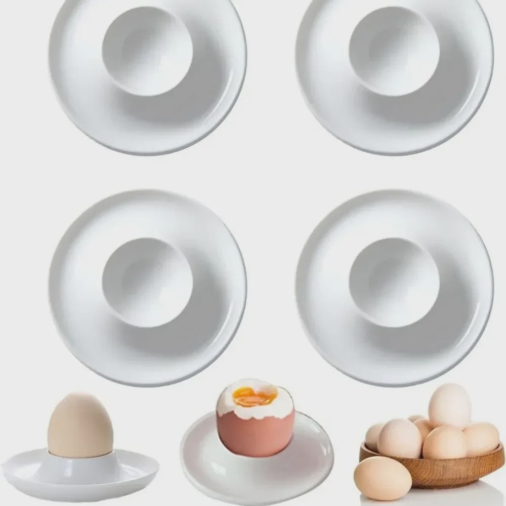 Set van 4 Luxe Porseleinen Eierdopjes - Stapelbaar & Elegant voor Ontbijt