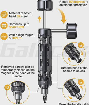 Galacok 19 in 1 Multi Bit Screwdriver S1 EDC Magnetic Screwdriver Tool Gifts for Men Portable Repair Tool Kit for Home Repairs