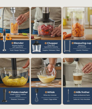 ROUNY 1500W Staafmixer Set 6-in-1 met RVS Staaf, Hakker, Garde & Maatbeker