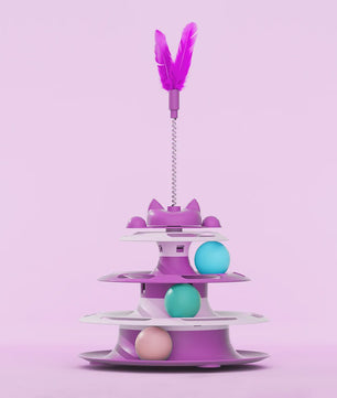 Interactieve Katten Toren Speelgoed met Balletjes en Veer - Zelfentertainment & Anti-verveling