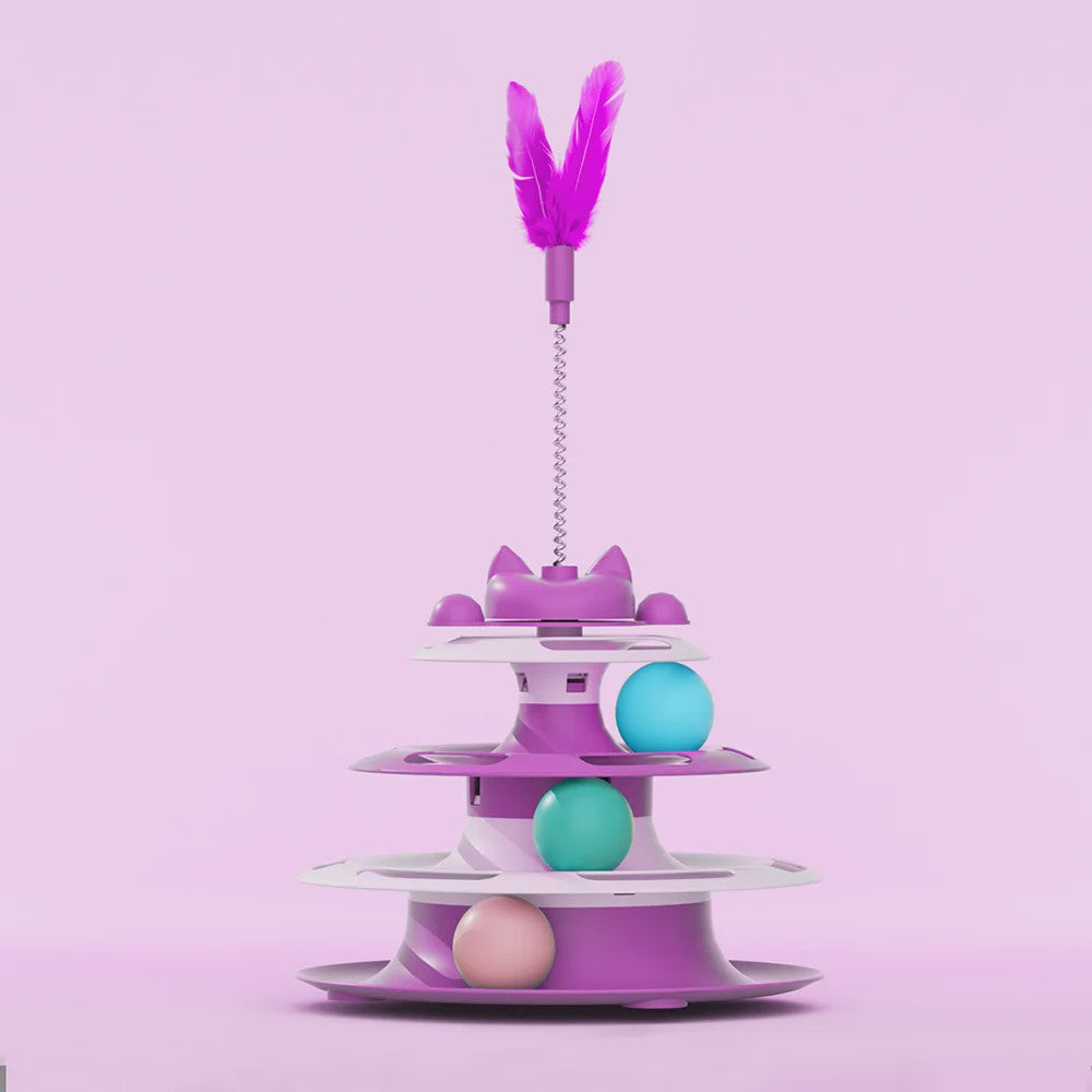 Interactieve Katten Toren Speelgoed met Balletjes en Veer - Zelfentertainment & Anti-verveling