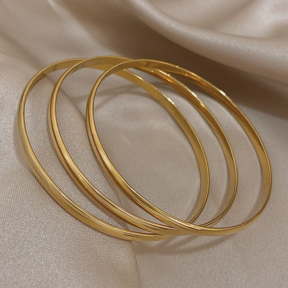 Set van 3 Gouden Bangle Armbanden - 18K Verguld Roestvrij Staal