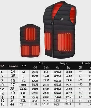 Verwarmd Vest met 9 Zones - Slimme Elektrische Winterjas voor Dames en Heren