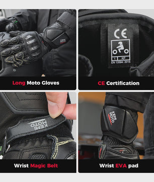 KEMIMOTO Lederen Motorhandschoenen met Kevlar Bescherming - Herfst/Zomer