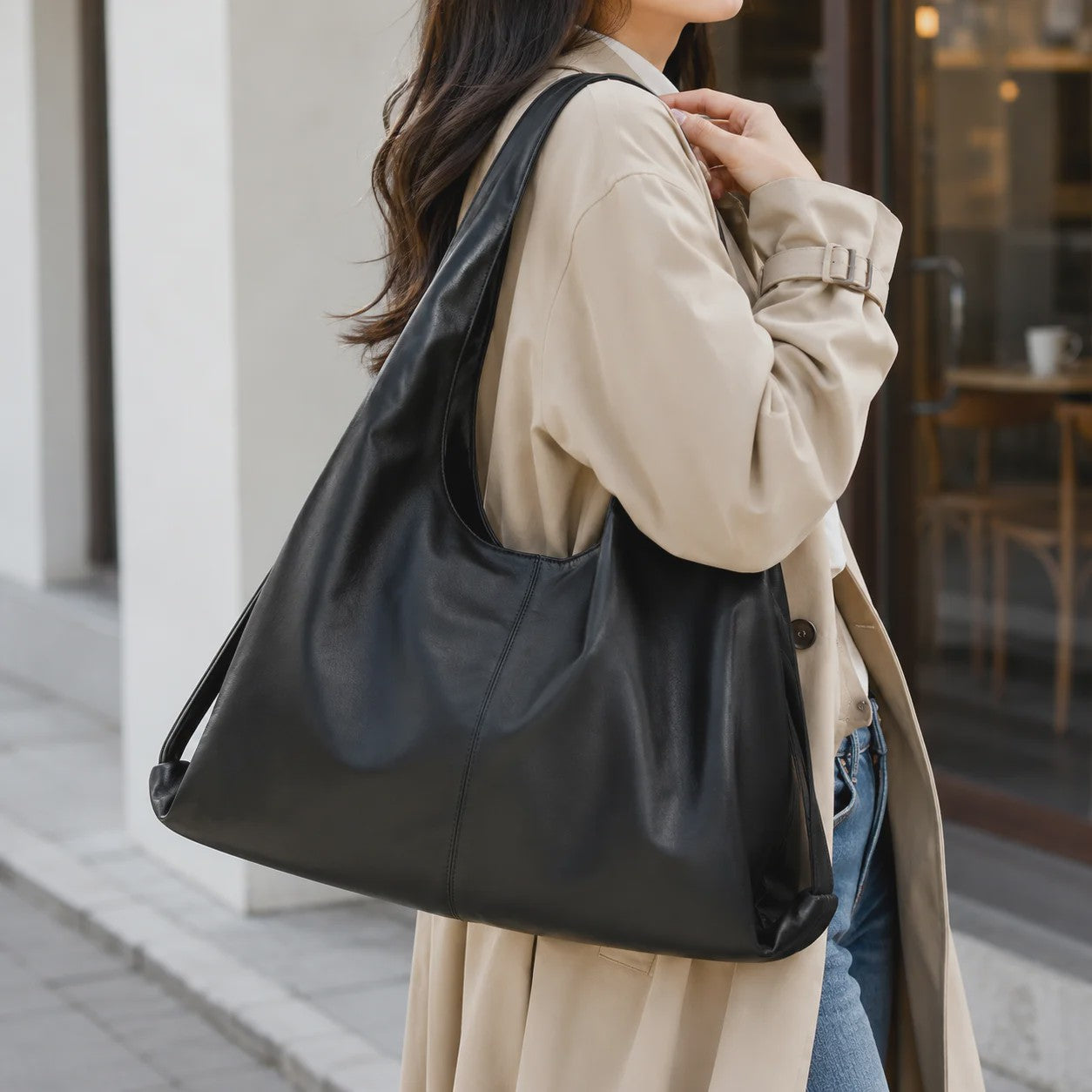 Dames Grote Hobo Schoudertas van Zacht PU Leer - Ruim & Casual