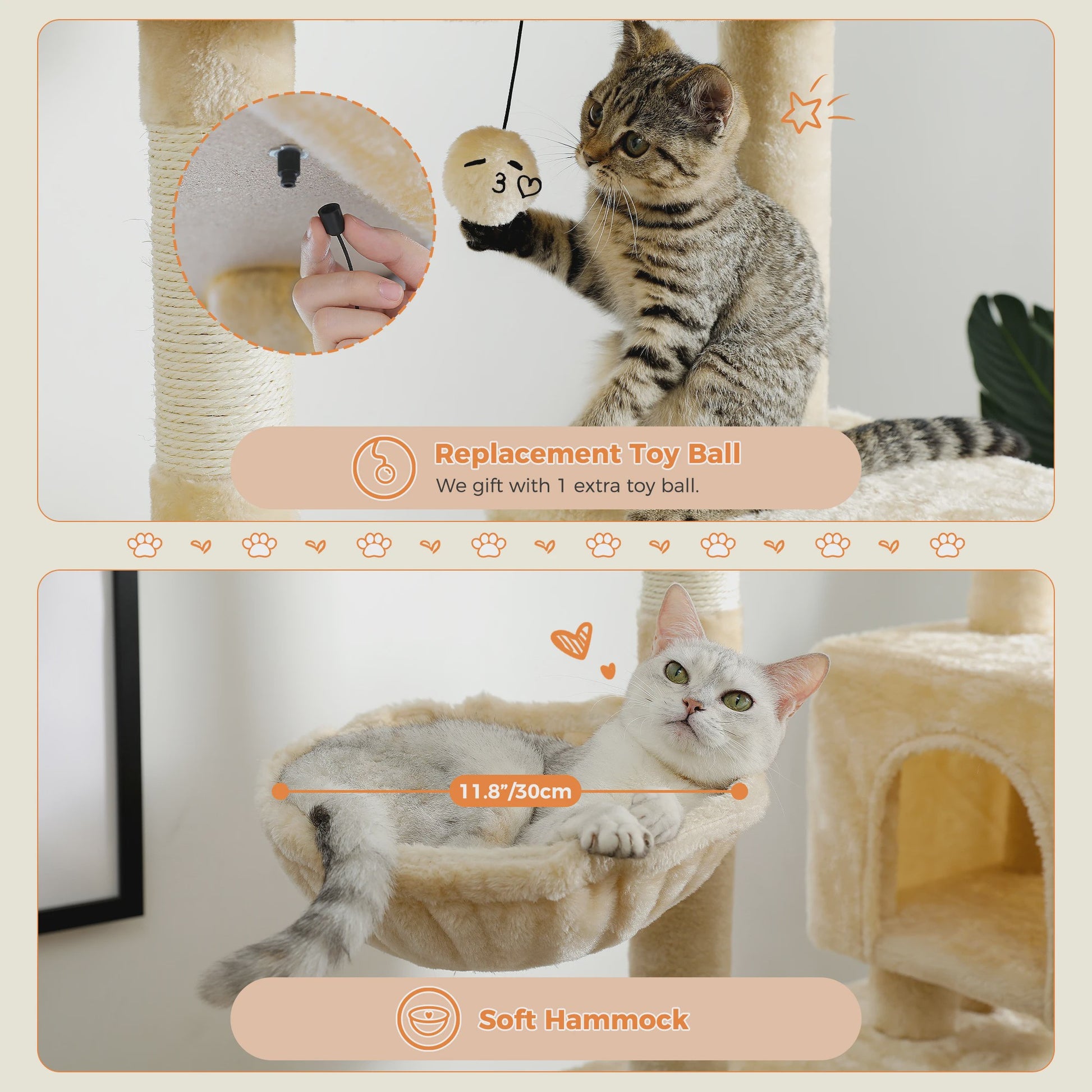 Luxe Kattenboom met Krabpalen, Hangmat en Knusse Condo - Grote Katten Toren