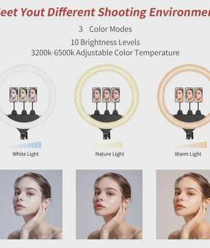 18 Inch Ring Light LED Videolamp met Statief en Telefoonhouder voor YouTube, Selfie & Studio Fotografie