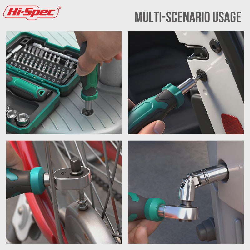Hi-Spec 40-delige Ratel Socket Bit Set - 1/4" Drive Quick-Release, Cr-V Staal