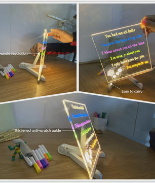 LED Teken- en Notitiebord met Nachtlampje - Kleurrijk DIY Krijtbord voor Kinderen