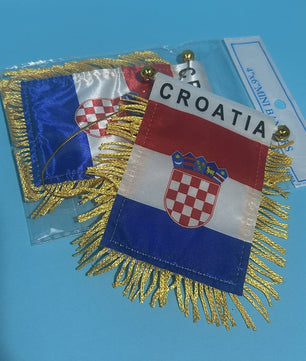 Mini Vlag Kroatië voor Auto - 8x12cm Polyester, Dubbelzijdig Bedrukt, Hangend