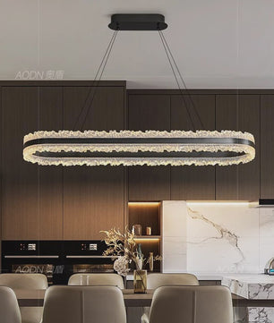 Moderne Ovalen Kristallen Plafondlamp - Hanglamp voor Eetkamer & Keuken