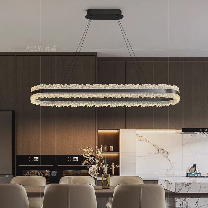 Moderne Ovalen Kristallen Plafondlamp - Hanglamp voor Eetkamer & Keuken