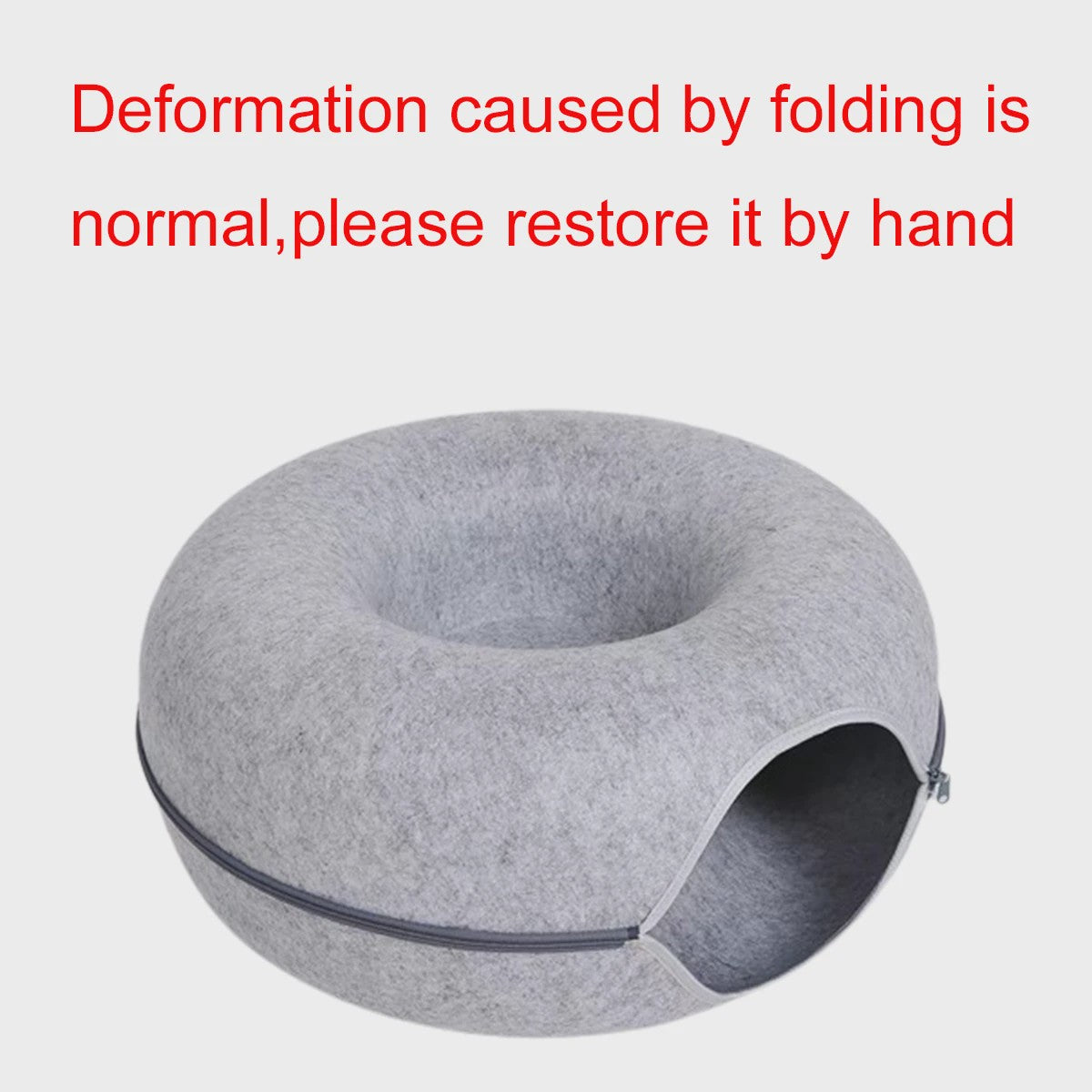 Felt Donut Kattenmand - 2-in-1 Huisje, Tunnel & Speelplek voor Katten en Kleine Honden