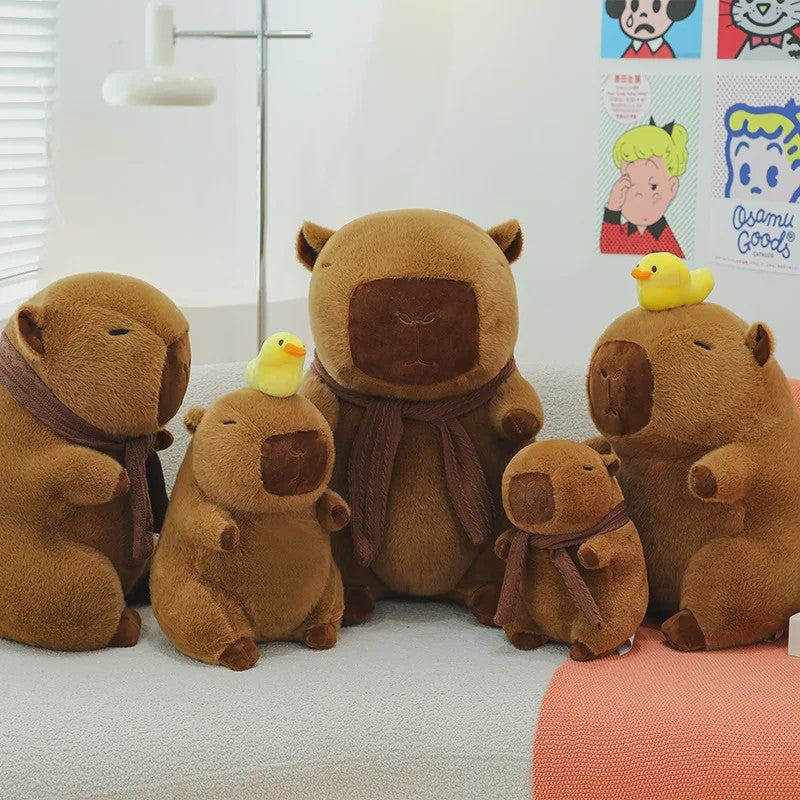 Zachte Capybara Knuffelset: Moeder met 4 Kleintjes - Pluche Dierenkussen