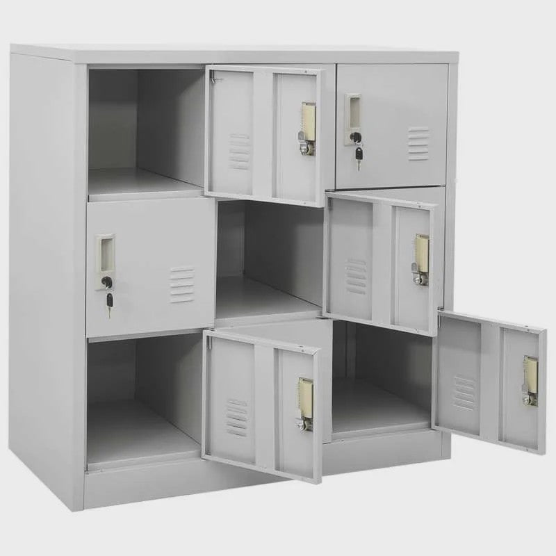 Grijze Lockerkast met Sleutelslot - 9 Vakken - Staal - 90x45x92.5 cm