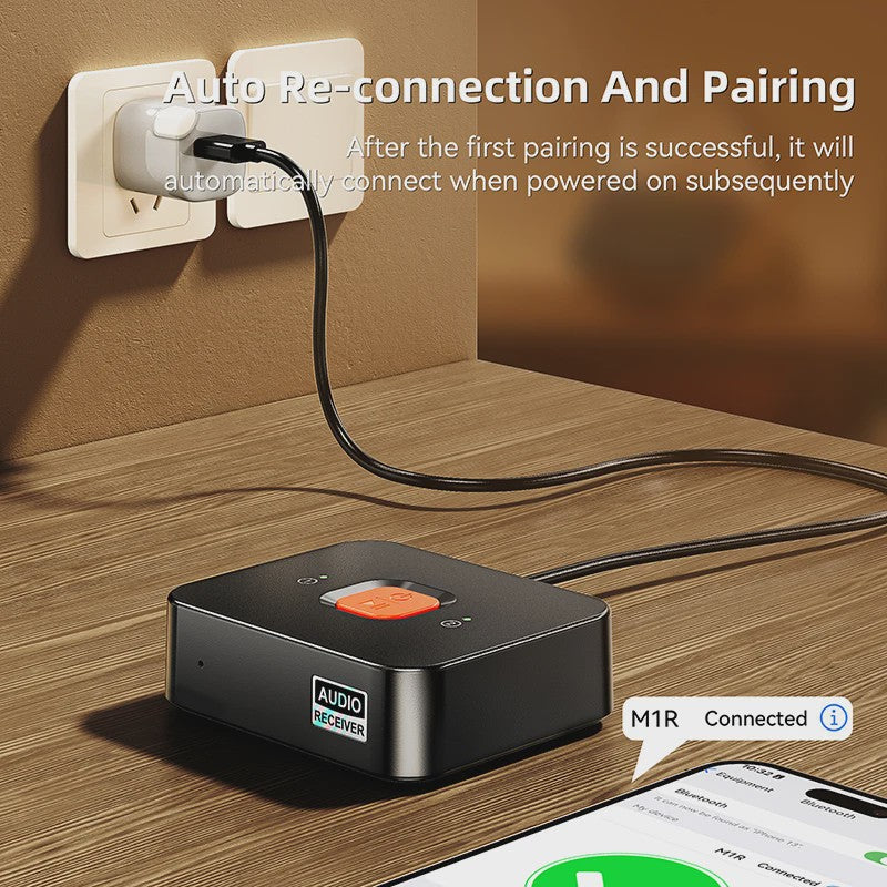 Bluetooth 6.0 Audio Ontvanger met Microfoon - Draadloze AUX & RCA Adapter voor Auto, Speaker & Versterker