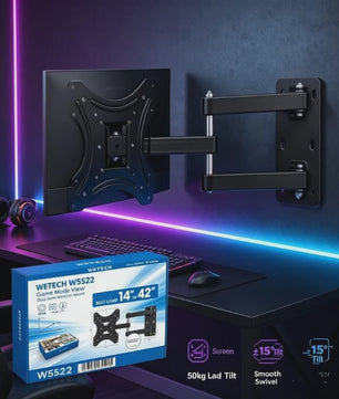 WETECH W5522 Universele Full Motion TV Muurbeugel met Dubbele Arm voor 14-42" Schermen, 50kg Draagvermogen, VESA 50-100mm