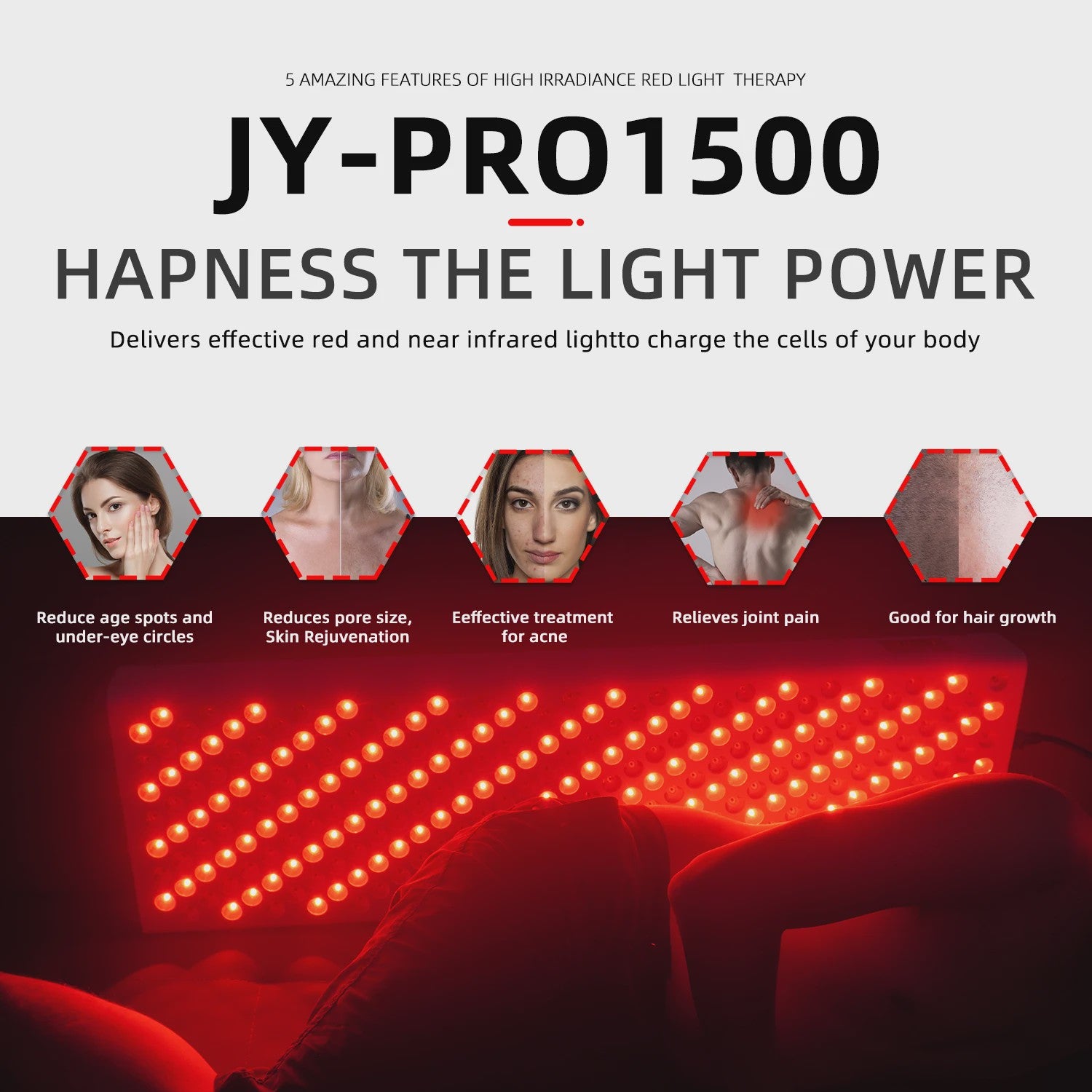 Dual Chip Roodlichttherapie Paneel LED - Gezicht & Lichaam - 630nm/660nm Rood & 810nm/850nm NIR