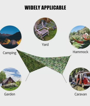 Waterdichte Camouflage Tarp 230x140cm - UV-bescherming, Regenkap & Schaduw voor Outdoor Avonturen