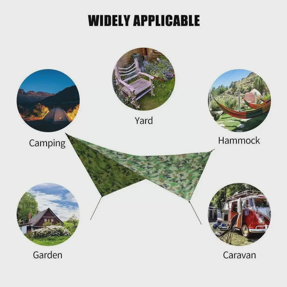 Waterdichte Camouflage Tarp 230x140cm - UV-bescherming, Regenkap & Schaduw voor Outdoor Avonturen