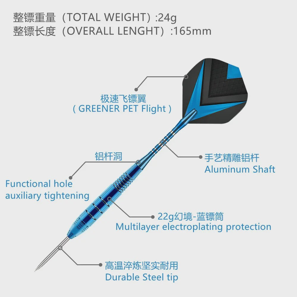 Professionele 3-delige Steel Tip Darts Set - 24g - Aluminium Shafts & Opbergdoos