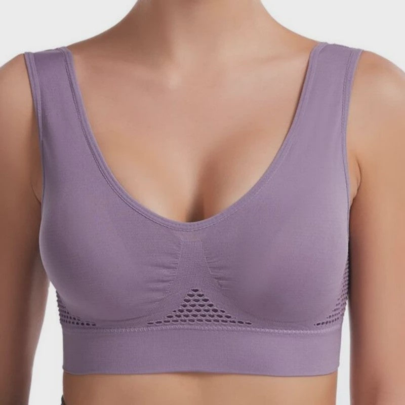 Plus Size Sportbeha met Ventilerende Mesh Inzet en Schokdemping - Zonder Beugel - S-7XL