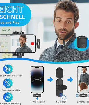 Draadloze Lavalier Microfoon voor iPhone, Android & PC - Plug & Play Mini Microfoon