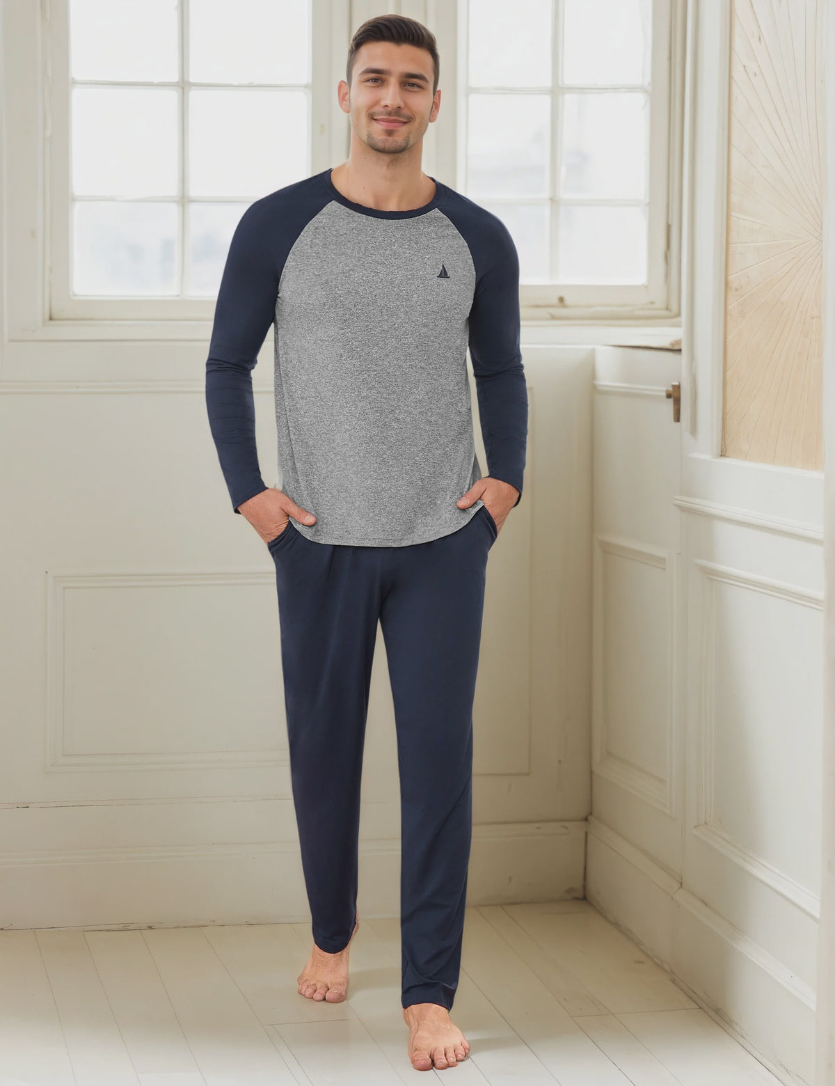 Heren Lange Katoenen Pyjama Set - Comfortabel Loungewear voor Alle Seizoenen