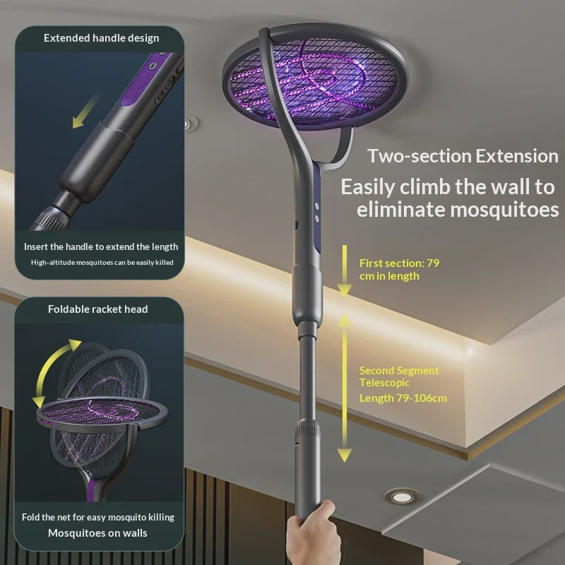 Elektrische Vliegenmepper met UV-lamp & Draaibare Kop - Oplaadbaar - Muggenvanger