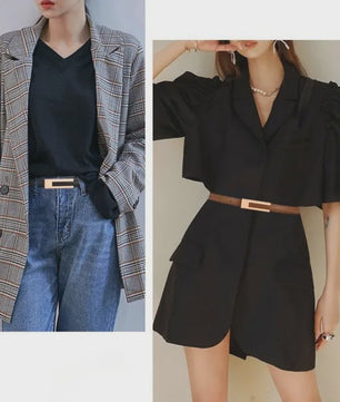 Dames Smalle Taille Riem van PU Leer met Metalen Gesp - Verstelbaar Mode Accessoire