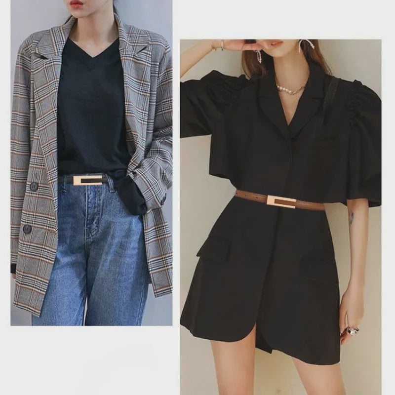 Dames Smalle Taille Riem van PU Leer met Metalen Gesp - Verstelbaar Mode Accessoire