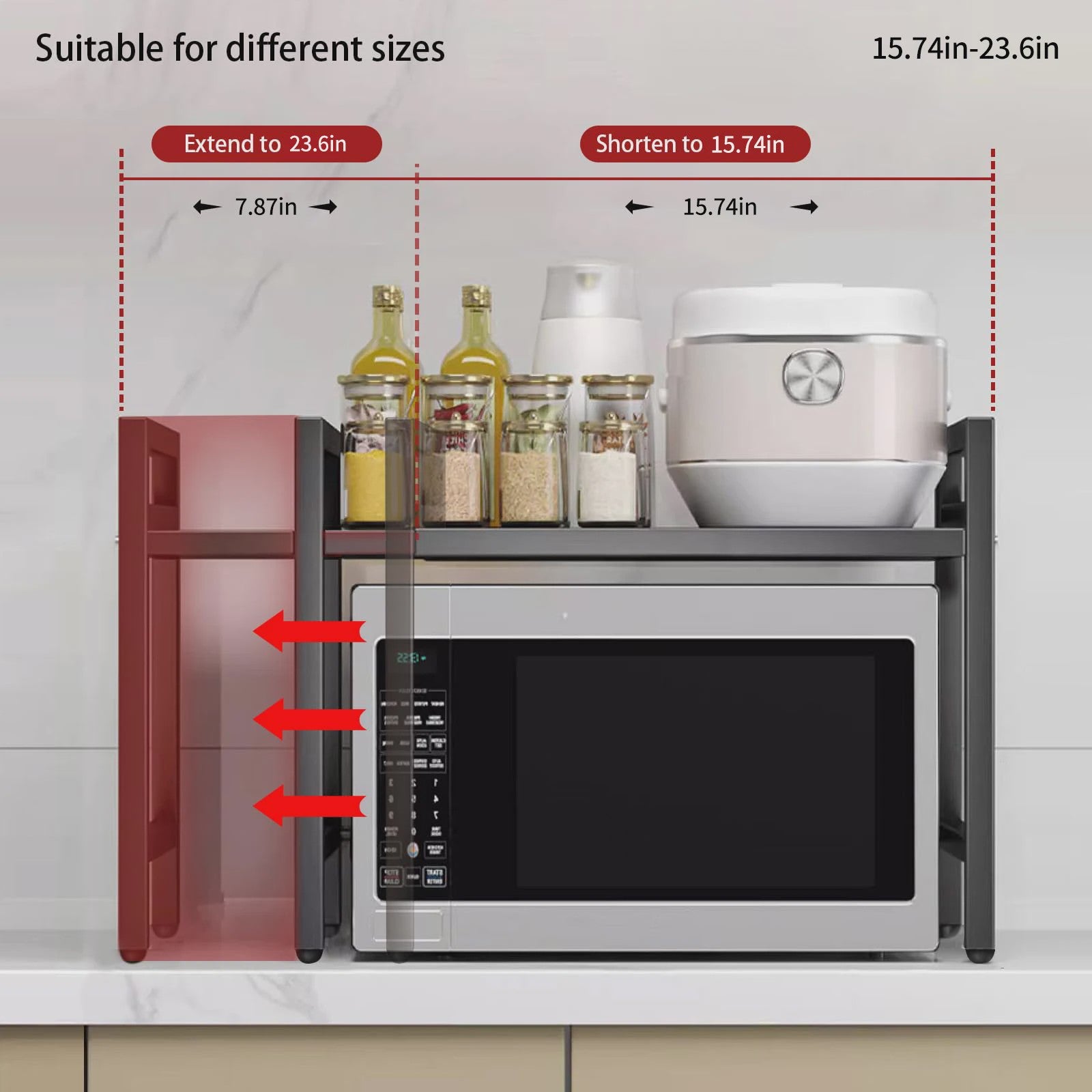 Uitschuifbare Magnetron Planken Organizer - 42-64cm - Vocht- & Roestvrij - Keuken Opbergrek