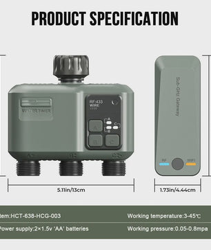 Slimme Tuin Water Timer met Wifi & RF433 - 3 Uitgangen, Automatische Besproeiing, Regenvertraging
