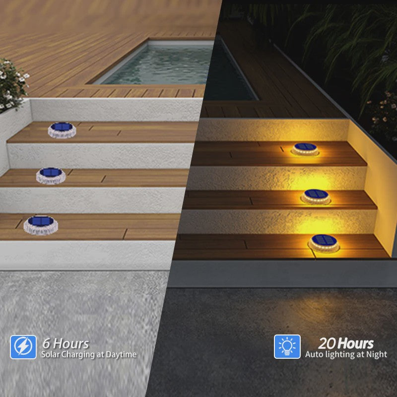 Solar Buitenlampen Warm Wit - IP68 Waterdicht - Oplaadbaar - Voor Oprit, Trap, Dek & Tuin