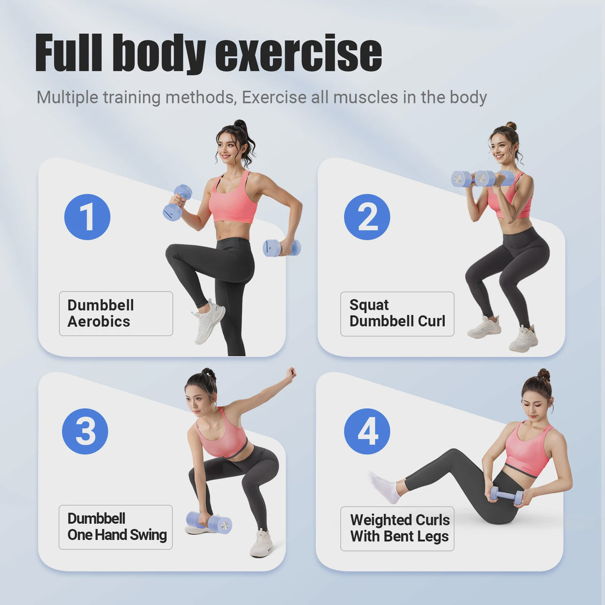 MERACH Verstelbare Dumbbell Set (2 stuks) - 4-in-1 Handgewichten voor Thuis, 1-4 kg per stuk