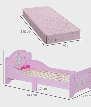 Roze Kinderbed Prinses Kasteel Design 140x70 cm met Lattenbodem - MDF