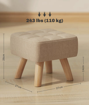 Stijlvolle Voetenbank / Poef met Stoffen Zitting en Houten Poten - Compact en Comfortabel