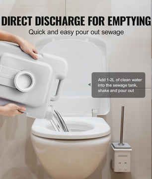 Draagbaar Toilet voor Camping & Camper - 12L/20L Tank, Spoelfunctie, Inclusief Draagtas