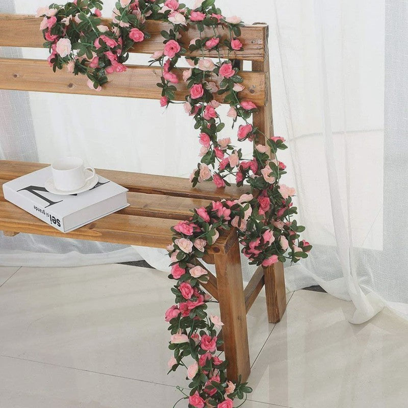 Kunstrozen Garland - Decoratieve Slier met Rozen en Bladeren