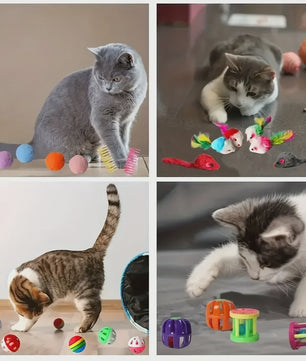 Grote Mix Katten Speelgoed Set (14/28/56 Stuks) - Plastic & Pluche Speeltjes voor Uren Plezier