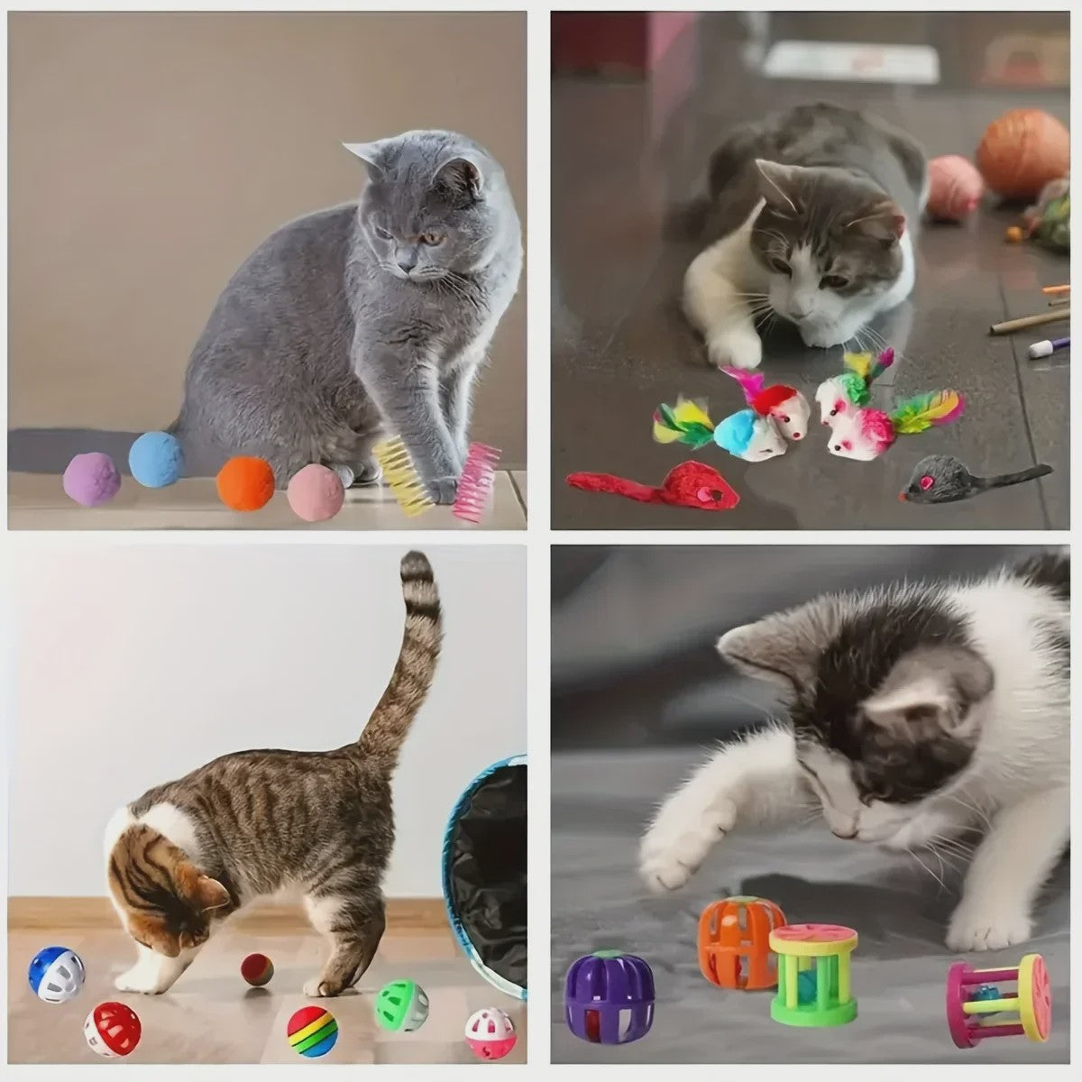 Grote Mix Katten Speelgoed Set (14/28/56 Stuks) - Plastic & Pluche Speeltjes voor Uren Plezier