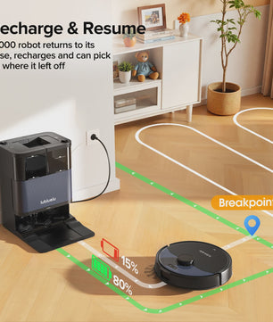 Lubluelu S1000 Robotstofzuiger met Zelfreinigende Basis: 11000Pa, 75℃ Warm Water Mop, Automatische Droging