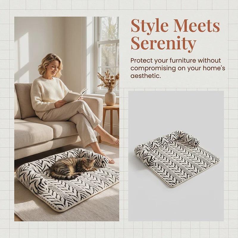 Zachte Pluche Hond & Kat Sofa Bed Mat met Anti-slip Bodem en Zijsteunen - Beschermt Bank & Stoel